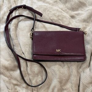 Michael Kors Wine Pebbled Leather Crossbody